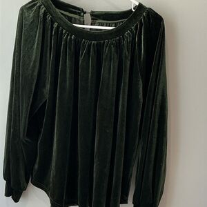 Source Unknown Dark Green Velvet Blouse